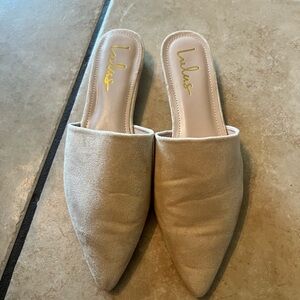 Lorene Light Nude Suede Pointed-Toe Mules